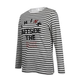 T942 custom-made women's long-sleeved T-shirt Stripe Horizontal room Strip 100% cotton T-shirt manufacturer T942 custom-made women's long-sleeved T-shirt Stripe Horizontal room Strip 100% cotton T-shirt manufacturer